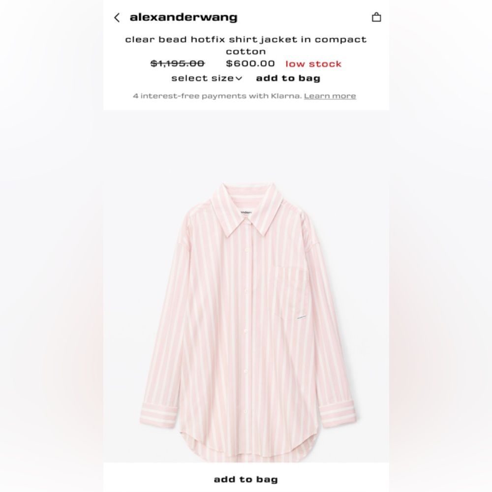 Alexander Wang clear bead hotfix shirt jacket in compact cotton - Picture 2 of 2